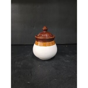Stoneware 3Tone Beige Brown  Jam Jelly Honey Jar With Lid